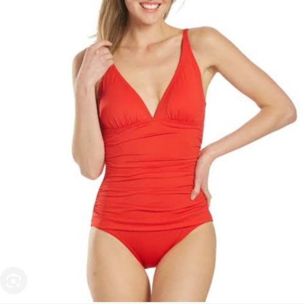 Jantzen Classics Tummy Control Back Straps One Piece Swimsuit Sz-10